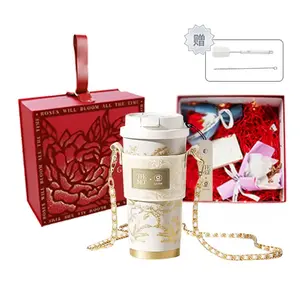 Чашки MMA Insulated, большая вместимость 500 мл Germ, [розовый Box-Romantic красный]Blush белый