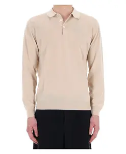 Бежевая рубашка-поло с длинными рукавами Drumohr, бежевый