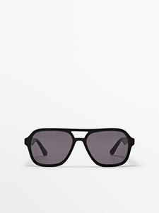 Солнцезащитные очки-авиаторы Massimo Dutti, черный