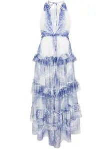 Платье макси с геометричным принтом Philosophy Di Lorenzo Serafini, синий
