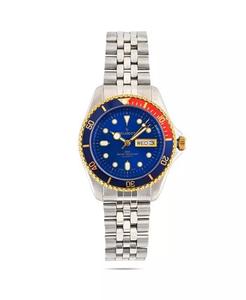 Мужские часы с круглым календарем, вращающимся безелем и браслетом из нержавеющей стали Peugeot, серебро