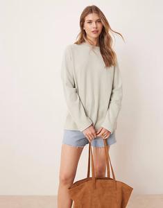 Футболка с длинными рукавами ASOS DESIGN вафельного цвета с эффектом потертости