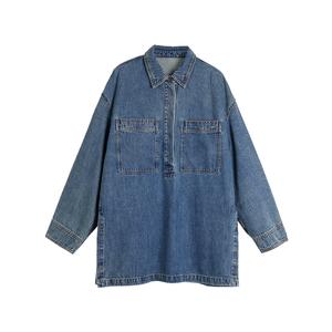 ELLE Рубашка Women's Denim Blue Lapel Moderate