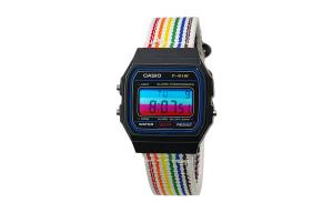 CASIO Мужские часы Retrofit Series с кварцевым механизмом и нейлоновым ремешком, черный циферблат