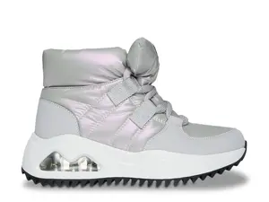 Ботинки женские зимние Skechers Uno Peaks из нейлона на шнуровке, серебристый металлик