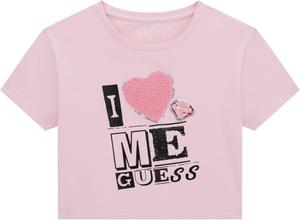 Укороченная футболка с коротким рукавом для девочек GUESS, Cotton Candy Pink
