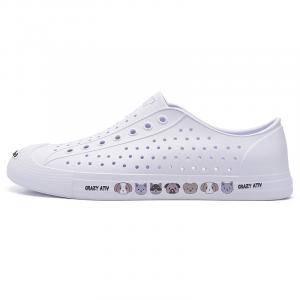 CRAZY ATIV Клоги унисекс с полосками кошек и собак, белые, с открытой улыбкой, цвет Cat and Dog Stripe, White, Open-Ended Smile