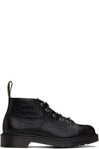 Коричневые церковные сапоги из кожи крокодила Analine Dr. Martens