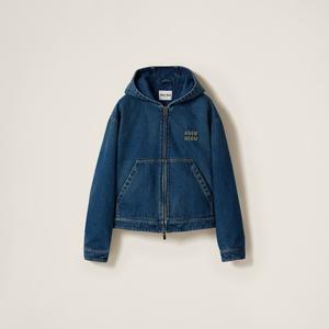 Джинсовая куртка-худи MIU MIU, темно-синий