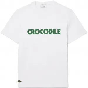 Футболка из хлопка с принтом Slogan LACOSTE, 132/crocodile зеленый
