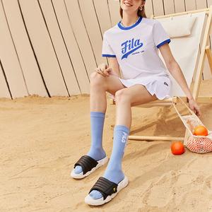 BARRICADE Хлебные тапочки Шлепанцы женские Черный/белый Fila Fusion