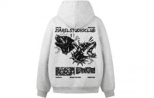 Толстовка Unisex Hooded Moderate Heavyweight ZIAREL, белый heather серый