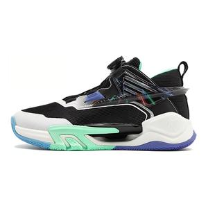 QIAODAN Детские баскетбольные кроссовки с низкой подошвой и противоскользящей амортизацией, черно-зеленые, для подростков