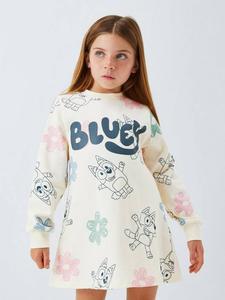 Детское платье с длинными рукавами из хлопковой смеси Brand Threads Bluey, Gardenia
