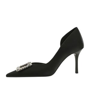 Женские туфли на тонком каблуке и высоком каблуке QITUMAUL, Black[Heel Height 7Cm]