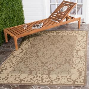 Ковер SAFAVIEH, 161 x 232 см, Washable Outdoor Courtyard Collection - , Brown & Natural, Non-Shedding & Easy Cleaning, идеален для патио, заднего двора, прихожей (CY2727-3009)