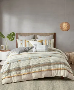 Комплект постельного белья Cody из 3 предметов, хлопковый, размер Full/Queen Ink+Ivy, желтый/серый