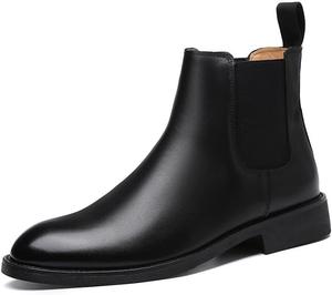 Мужские замшевые челси с острым носком, без шнуровки, повседневные и офисные ботинки до щиколотки Generic, Black