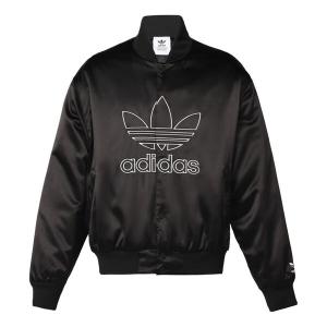 Куртка Men's adidas originals Large Logo Embroidered Satin Sports Jacket Autumn Black, черный