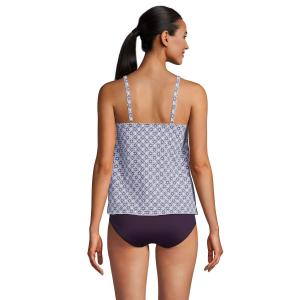 Женский купальник-танкини с длинным торсом, устойчивый к хлору, с v-образным вырезом и тюльпановым краем, топ с регулируемыми бретелями Lands' End