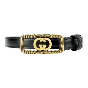 GUCCI Тонкий ремень со стальной пряжкой, Black