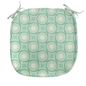 ABAKUHAUS Подушка для обеденного стула мятного цвета, круглые точки, волнистые квадраты, декоративная водонепроницаемая подушка с ремнями для кухонных сидений, 40 см x 40 см, миндально-зеленый, изумрудно-зеленый, серебро