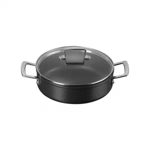 Алюминиевая кастрюля Le Creuset с антипригарным покрытием и стеклянной крышкой, черный