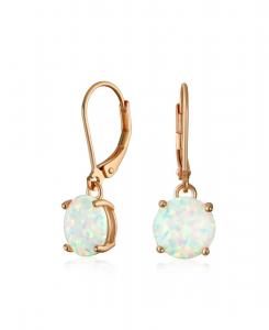 Круглые серьги-подвески с искусственным опалом, застежка-рычаг, серебро 925 пробы, 8 мм Bling Jewelry, Rose