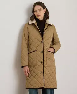 Женская стеганая куртка с воротником из искусственного меха Lauren Ralph Lauren, коричневый/бежевый