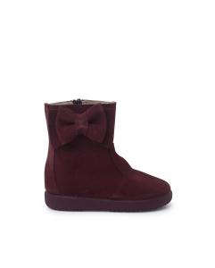 Замшевые сапоги для девочки с большим бантом сбоку Pisamonas, бордо
