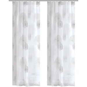 Шторы RAWLINS с кантом для сборки, 2 шт., комплект из 2-х штор, занавеска с тесьмой для затяжки RAWLINS с печатью Home Wohnideen, серый