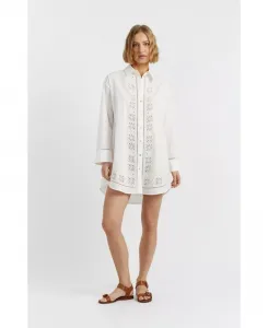 Женское хлопковое платье-рубашка с вышивкой Chinti & Parker, коричневый/бежевый