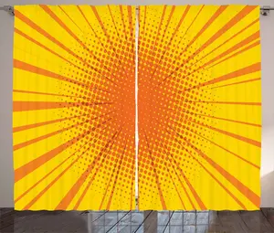 Винтажная желтая штора ABAKUHAUS в деревенском стиле, ретро-солнечный луч, универсальные ленточные шторы для гостиной с петлями и крючками, 280 x 175 см, оранжево-желтый Abakuhaus