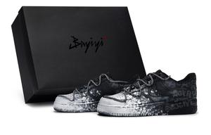 Кроссовки для скейтбординга Air Force 1, унисекс, низкие, черные/серебристые Nike, Black White