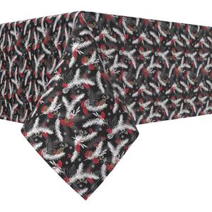 Квадратная скатерть, 100% полиэстер, 54x54 дюйма, ягоды, снежинки и омела.