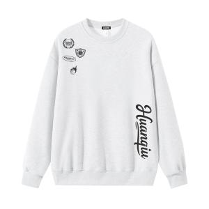 Свитшот Unisex Crew Neck Moderate Heavyweight HUANQIU, белый heather серый (fleece-lined)