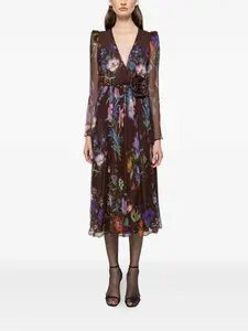 Платье миди с цветочной аппликацией NISSA, коричневый