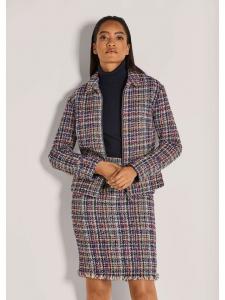 MADELEINE Современный короткий блейзер с застежкой-молнией, черный / рубиново-красный / многоцветный