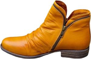 Женские короткие ботинки на плоской подошве, классические низкие ботильоны, удобные повседневные ботинки XAIODRAGONSKY, Yellow