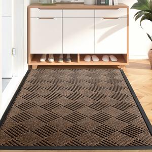 Dajiang Ковер 120x180 см для прихожей, грязеотталкивающий, саммоющийся, нескользящий, цвет Lingmeng-Mi Brown