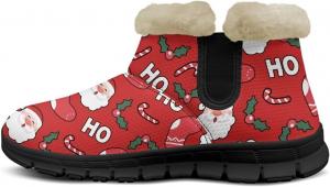 Женские зимние ботинки с теплой подкладкой из меха, прогулочные теплые ботинки, сетчатые ботинки на молнии, легкая и комфортная обувь Eheartsgir, Christmas Santa Claus Candy