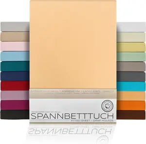 Простыня на резинке BEAUTEX из гребенного хлопка, трикотаж премиум-класса 160 г/м², размер и цвет на выбор, 200x200 см, абрикосовый, тип матраса: топпер Beautex GmbH