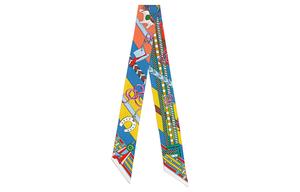 HERMES Шёлковый шарфик Twilly женский разноцветный, Multicolor