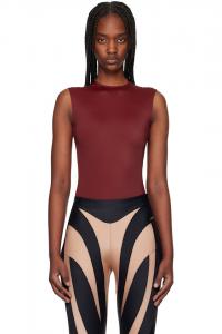 Боди без рукавов с логотипом на плече Mugler, цвет merlot