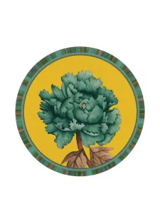 Тарелка в полоску с цветочным принтом 39 см L'Oca Nera, желтый