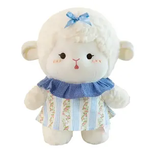 Плюшевая кукла в кружевном платье ягненок высота 26см/40см HOUDASHI, синий