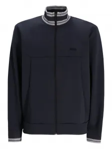 Свитер с отделкой в рубчик BOSS, синий