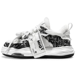 MIO Унисекс скейтборд кроссовки мидтоп серо-черно-бело-синие (с флисовой подкладкой, рекомендуем взять на размер больше), цвет Black White Blue (Fleece-Lined, Please Size Up)