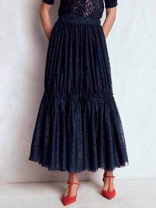 Юбка миди Anna Tulle в горошек с ярусами Boden, Navy