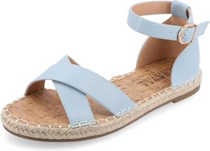 Женские плоские эспадрильи Journee с переплетенными ремешками, открытым круглым носком, с пряжкой на щиколотке и платформой - модель Lyddia Journee Collection, синий